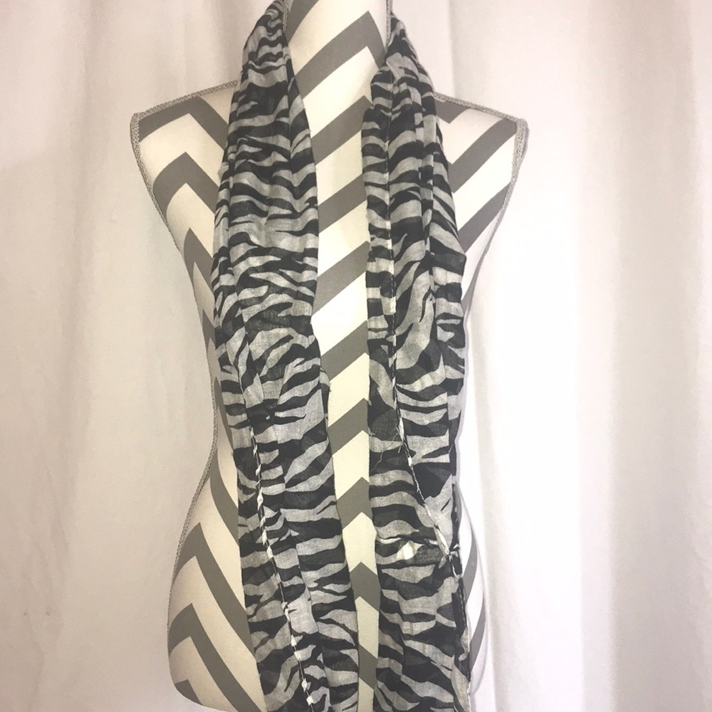 Black & Grey Zebra Printed Scarf
